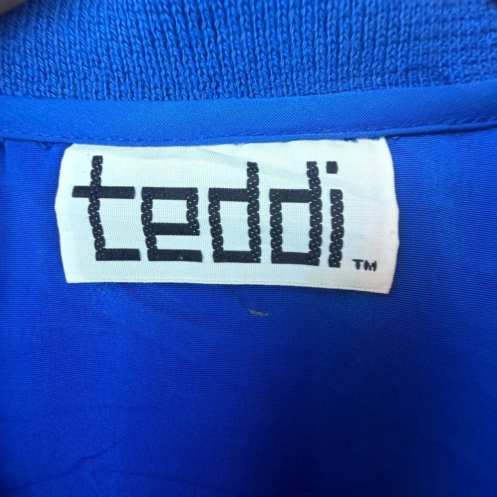 Vintage Teddi Sportswear Jacket Mens L  Blue Mother Pearl Buttons‎ Retro 80s 90s